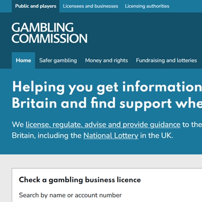 Vista del sito gamblingcommission.gov.uk